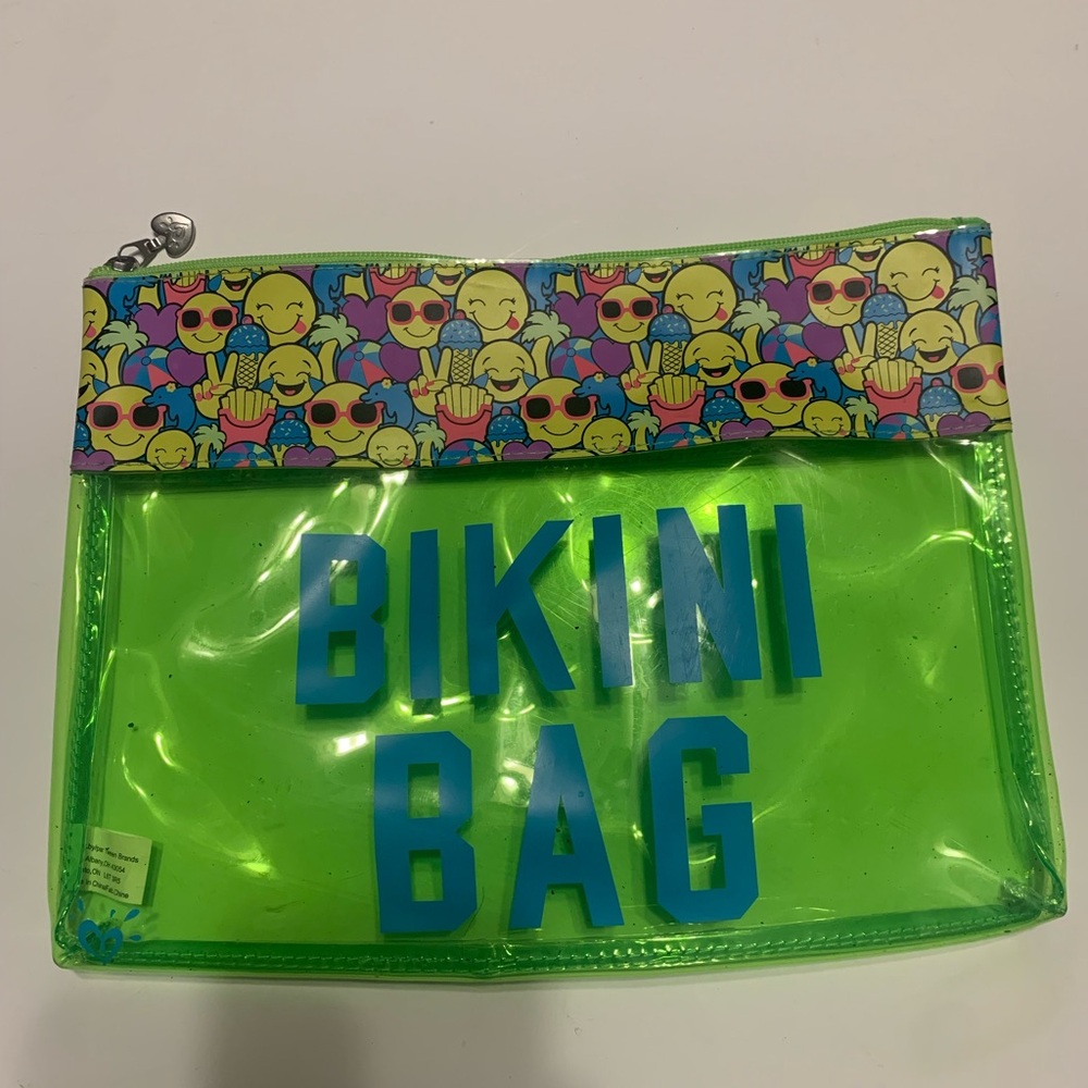 Justice Neon Green Bikini Bag with Emoji Design